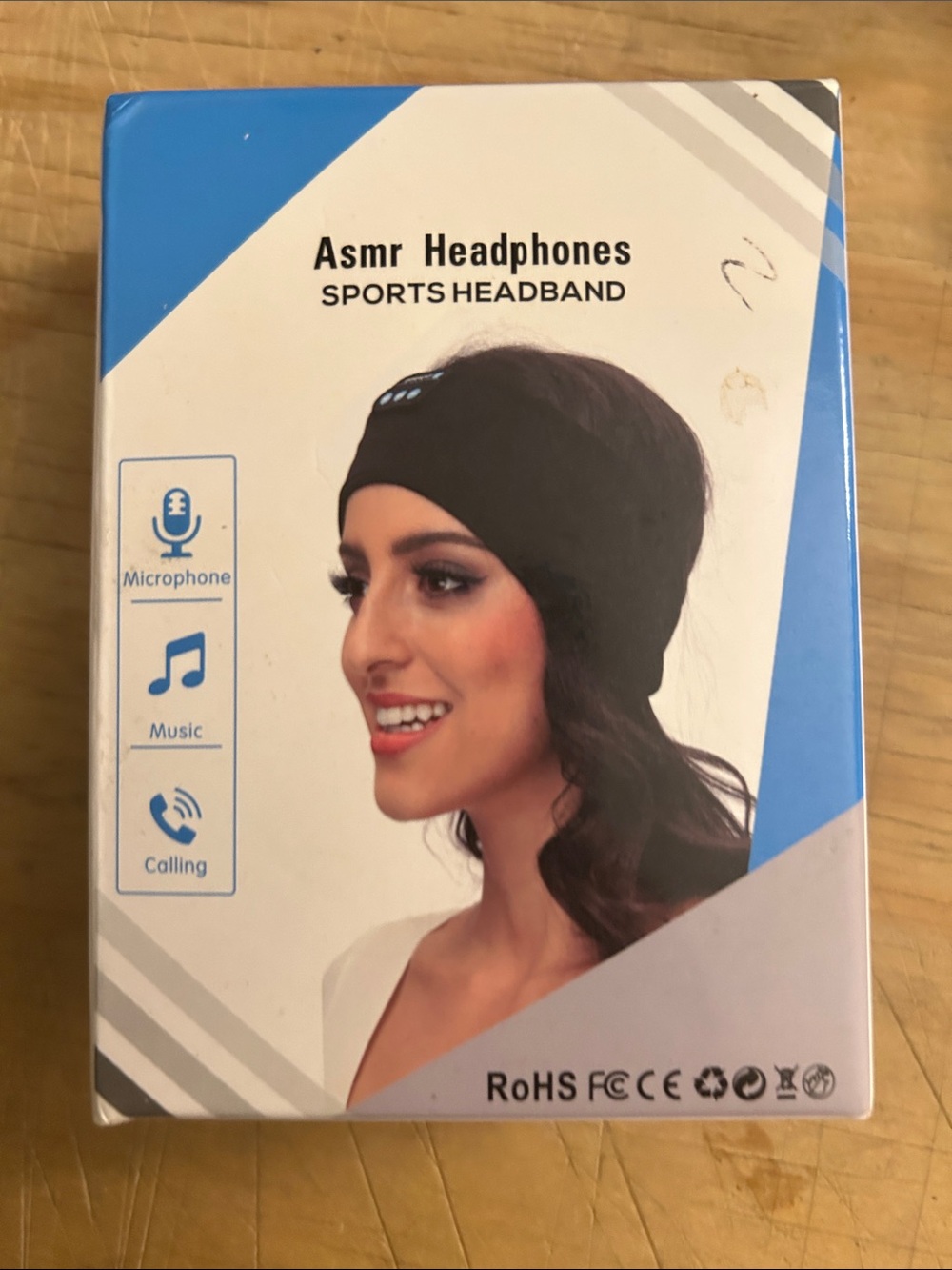 Black Sports Headband with Built-in Microphone